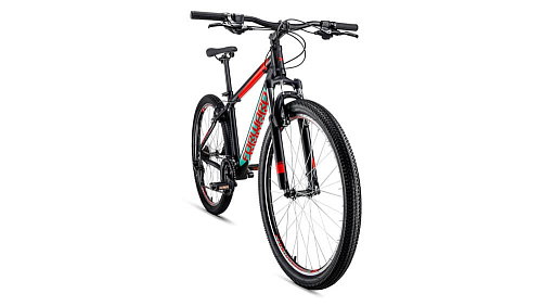 													Велосипед горный FORWARD Apache 1.0 27.5" 17" 21 ск. черный/красный матовый  2019 фото 2