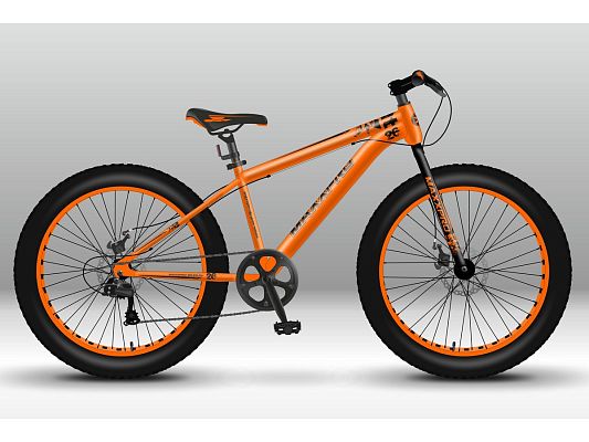 Велосипед Fat Bike MAXXPRO FAT X26 26" 18" 21 скорость (3x7) ск. оранжево-черный N2641-1 