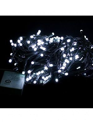 Уценка Светодиодная гирлянда нить 12 м, белый холодный 140 LED, 8 режимов, провод зеленый, К130-113
