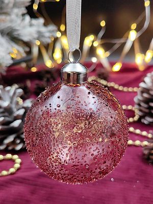 Шар прозрачно-бордовый 8 см, стекло Merry Green MG24036