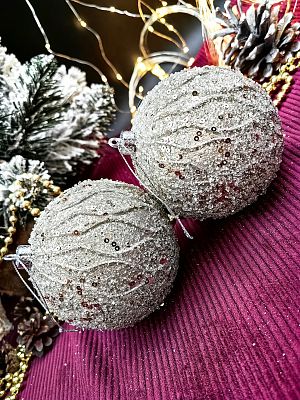 Набор шаров 10 см 2 шт серебристый 9-15041CH10