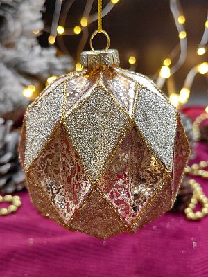 Шар платиново-розовый 10 см, стекло Merry Green MG24225