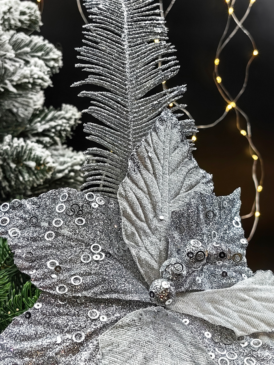 Цветок серебристый d см Flo-12-47silver фото 2 Цветок серебристый d см Flo-12-47silver фото 2