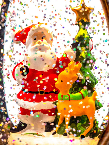 													Новогодний фонарик музыкальный Карета Дед Мороз и олень 19х20 см Р-5165-B фото 5