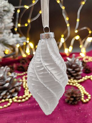 Елочная игрушка Шишка прозрачный матовый 6x13 см, стекло Merry Green MG24095