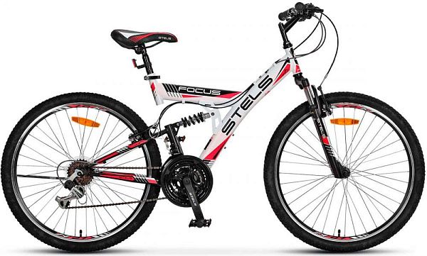 Велосипед горный двухподвес  STELS Focus V 26" 18" Бело-черный-красный LU066006 