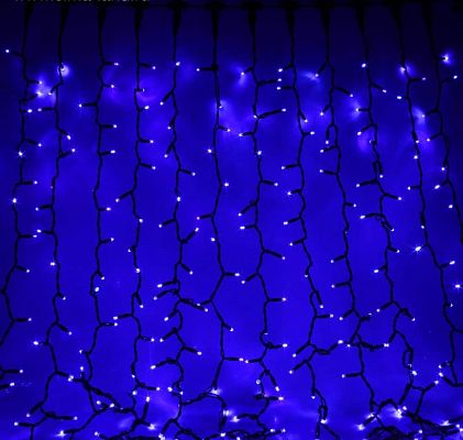 Светодиодный занавес штора 2x3 м, синий 450 LED, , провод , DD1867(безFLASH)