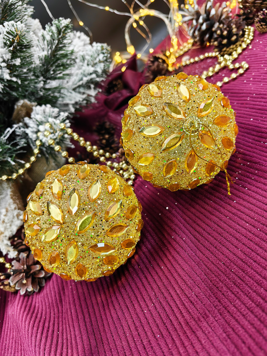 Набор шаров 10 см 2 шт золото 165733 фото 2 Набор шаров 10 см 2 шт золото 165733 фото 2