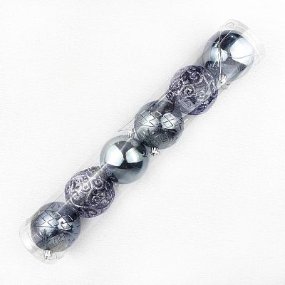 Набор шаров 8 см 6 шт серый 9201-1s