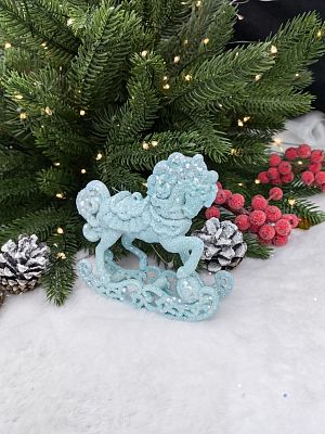 Елочная игрушка Лошадка на санях  мятный 9х10 см Лошадка на санях green Елочная игрушка Лошадка на санях  мятный 9х10 см Лошадка на санях green