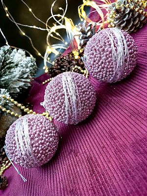 Набор шаров 8 см 3 шт розовый 10-49