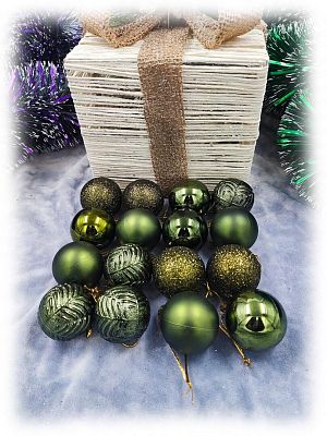 Набор шаров 4 см 16 шт зеленый PE-5green