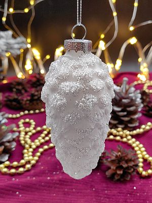 Елочная игрушка Шишка прозрачный матовый 5x11 см, стекло Merry Green MG24156