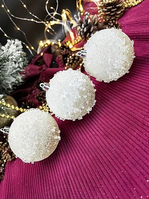 Набор шаров 8 см 3 шт белый 22-17