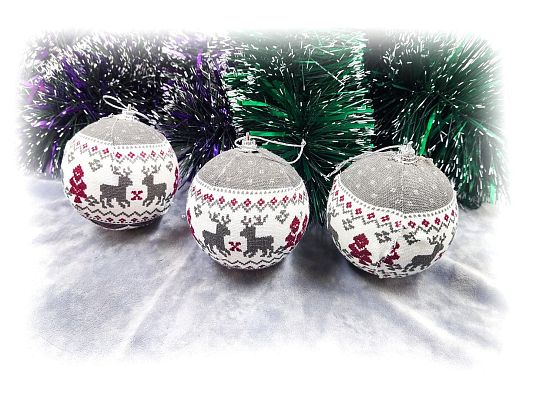 Набор шаров 8 см 3 шт серый (ткань) PM18050B-8