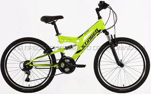 Велосипед горный двухподвес Stinger Highlander 24" 14" 18 ск. зеленый 24SFV.HILANDER.14GN8 