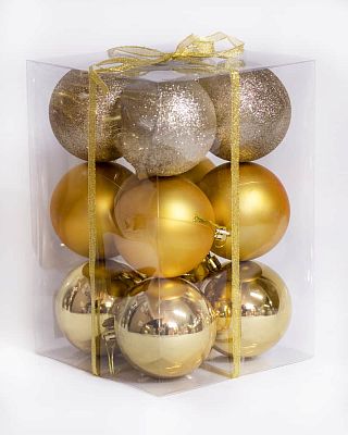 Набор шаров 8 см 12 шт золотой 8012ABC/G
