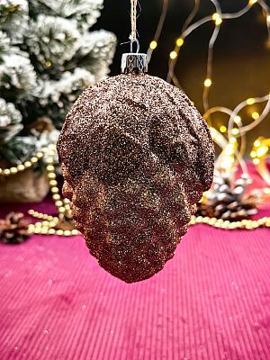 Елочная игрушка Шишка  шампань/коричневый 12 см Shish/plas/CHAMPANE-BROWN