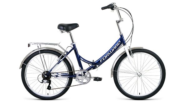 Велосипед городской складной FORWARD Valencia 2.0 24" 16" 6 ск. темно-синий/серый RBKW1YF46004 