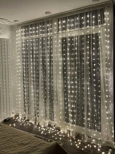 													Светодиодная штора Роса 3x3 м 900 LED белый теплый HX-8 фото 4