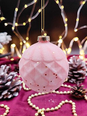 Шар розовое суфле 8 см, стекло Merry Green MG24099