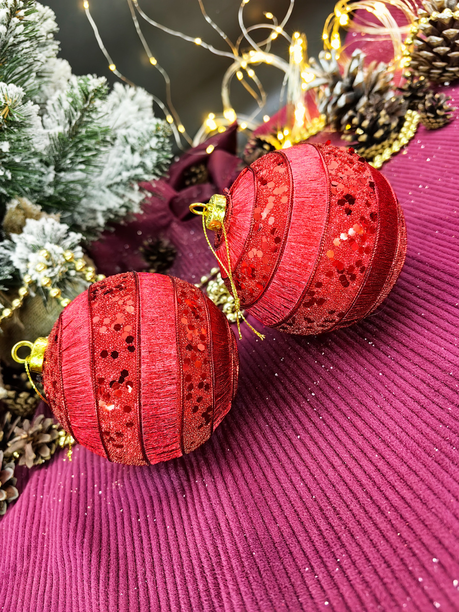 Набор шаров 10 см 2 шт красный 9920381 Набор шаров 10 см 2 шт красный 9920381