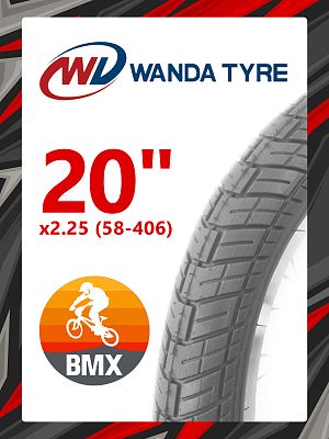 Велопокрышка Wanda 20"x2.25 (58-406) P1225 BMX  серый P-1225WDGray