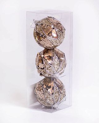 Набор шаров 8 см 3 шт шампанское 9920342