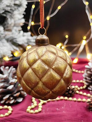 Шар бронзовая эпоха 8 см, стекло Merry Green MG24013