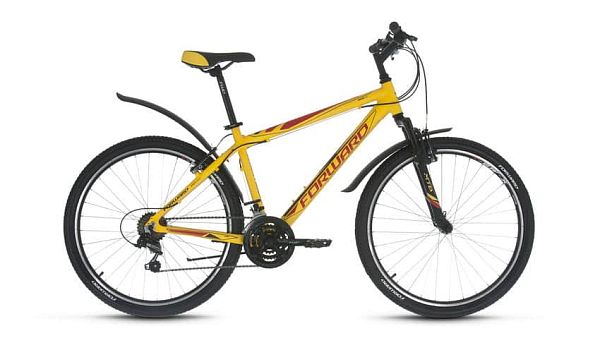 Велосипед горный FORWARD Hardi 1.0 26" 17" 18 ск. желтый матовый FORWARD Hardi 1.0 17" желтый матовы