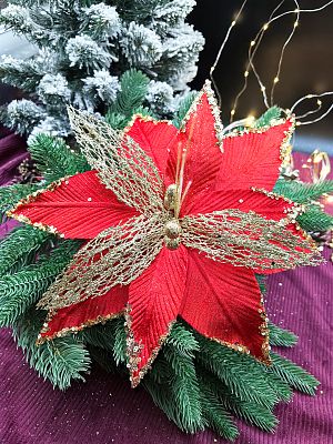 Цветок красный d 30 см Flo-12-86red