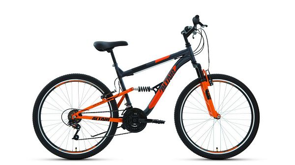 Велосипед горный ALTAIR MTB FS 26 1.0 26" 18" 18 ск. темно-серый/оранжевый RBKT1F16E010 2021 г.