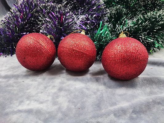 Набор шаров 8 см 3 шт красный WL9207-42