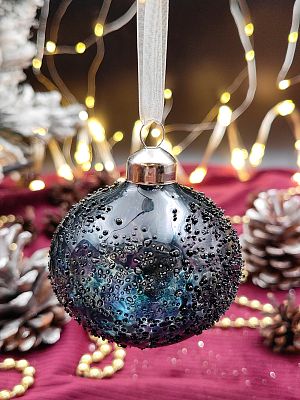 Шар ночной синий 8 см, стекло Merry Green MG24039