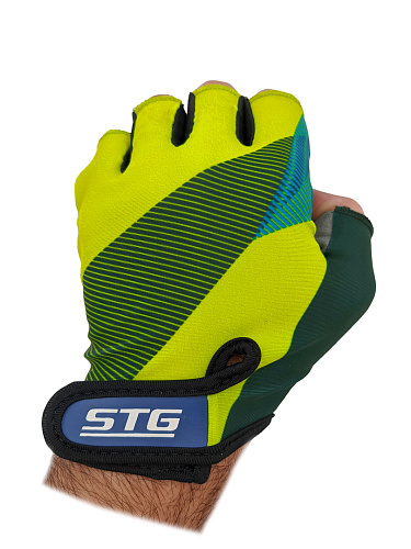 													Велоперчатки STG AI-87910 L черный/салатовый/синий X87910-Л фото 2