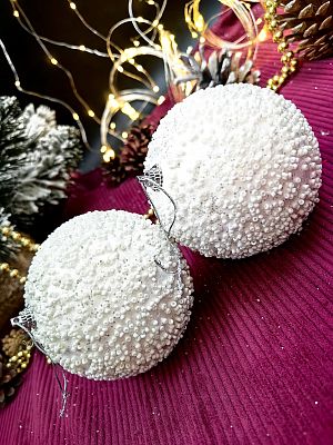 Набор шаров 10 см 2 шт белый 9111-18