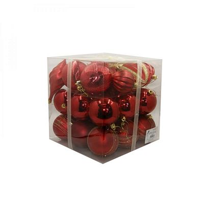 Набор шаров 10 см 32 шт красный M-360549/R