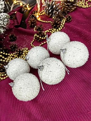 Набор шаров 7 см 6 шт белый TT-005