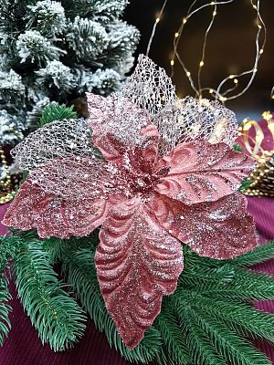 Цветок розовое золото d 30 см Р-7552