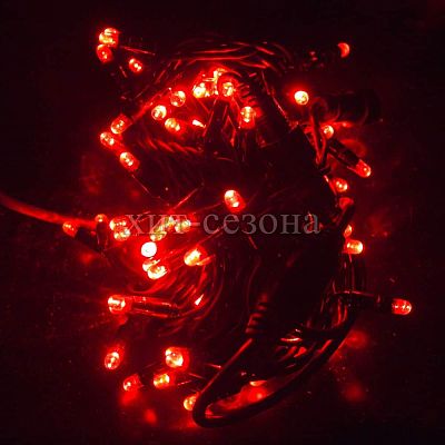 Светодиодная гирлянда нить 100 LED пост. свеч. LED 10 м красный DD1407