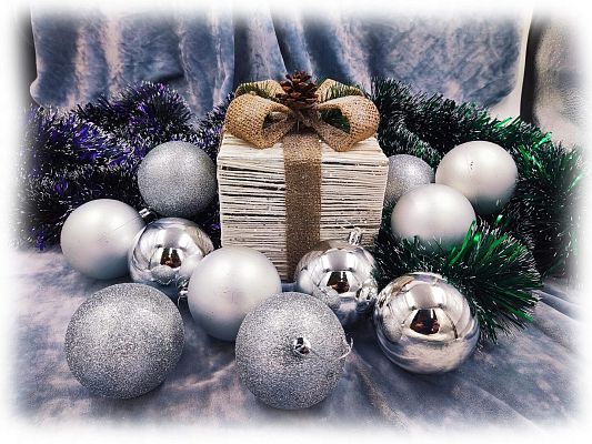 Набор шаров 8 см 12 шт серебристый AL-13-46S