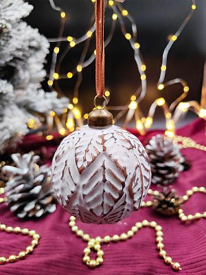 Шар снежный листок 8 см, стекло Merry Green MG24162