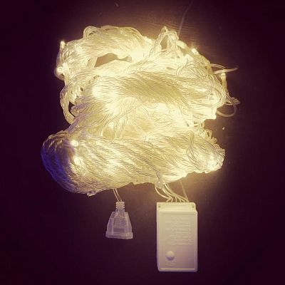 Светодиодный занавес водопад 2x3 м, белый теплый 320 LED, 8 режимов, провод прозрачный, K130-717