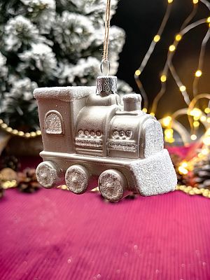 Елочная игрушка Паровозик  серебристый 6 см Par/plas/SILVER