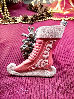 Елочная игрушка Коньки  розовый 13 см Kon/plas/PINK