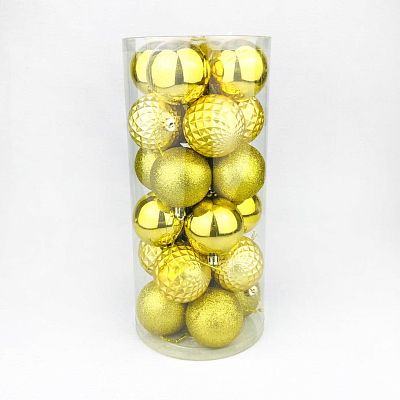 Набор шаров 6 см 24 шт золотой 60AGV24-H09G