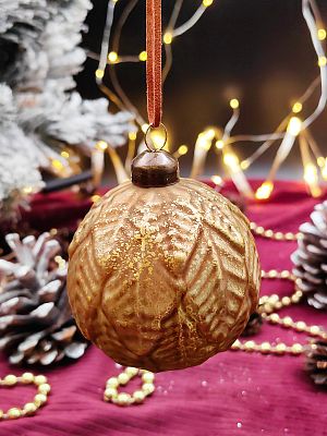 Шар бронзовый листок 8 см, стекло Merry Green MG24008