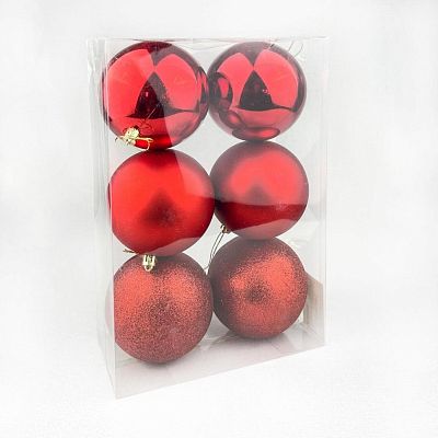 Набор шаров 10 см 6 шт красный 1006ABC/R