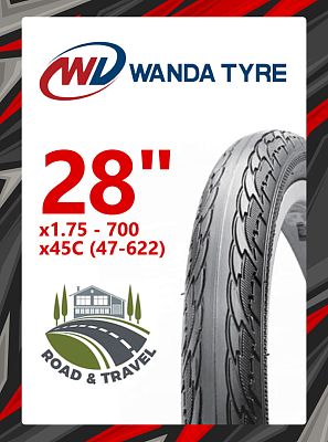 Велопокрышка Wanda 28"x1.75 - 700x45C (47-622) W2109  черный RTRP14330003