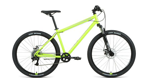 Велосипед горный FORWARD SPORTING 27.5 2.2 disc 27.5" 19" 8 ск. ярко-зеленый/серый RBKW1M17G023 2021